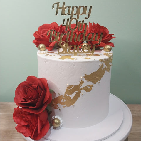 40th Birthday Tall Floral Cake