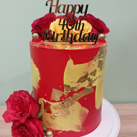 40th Birthday Tall Floral Cake