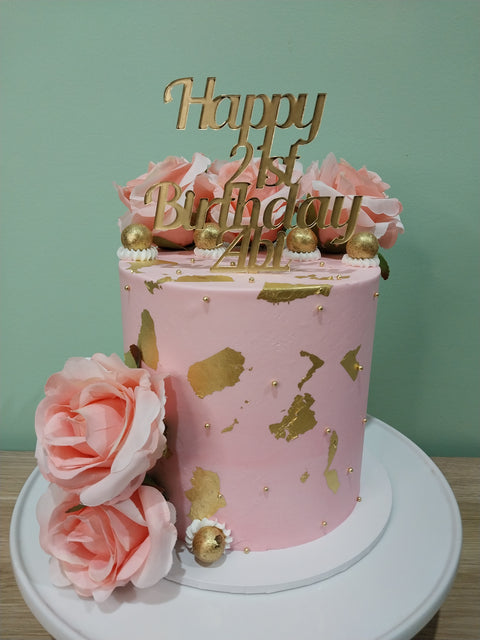 21st Birthday Cake Tall Floral