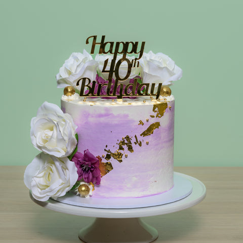 40th Birthday Tall Floral Cake