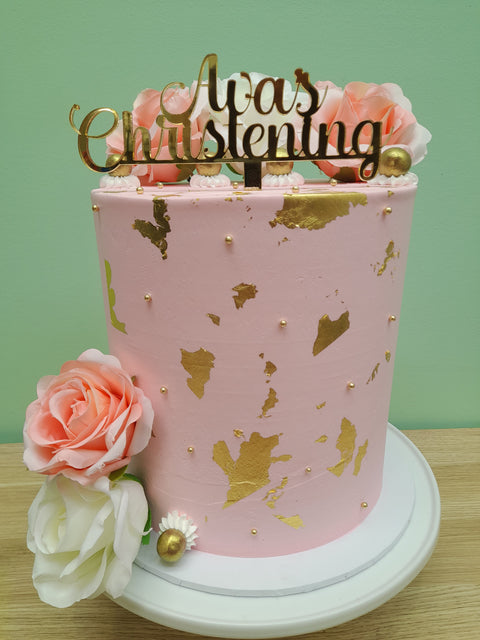 Christening Tall Floral Cake