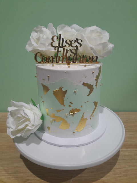 Communion Tall Floral Cake