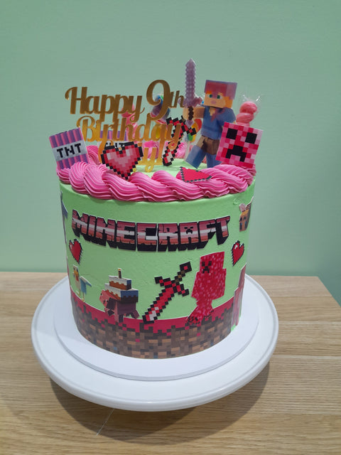 Tall Minecraft Cake Pink