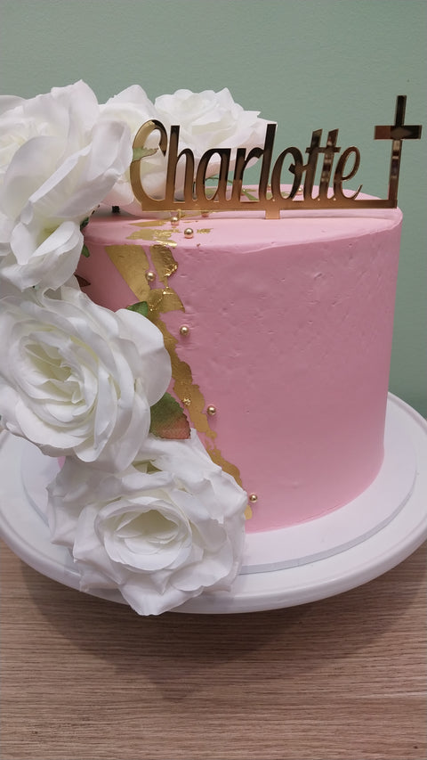 Baptism Tall Floral Cake