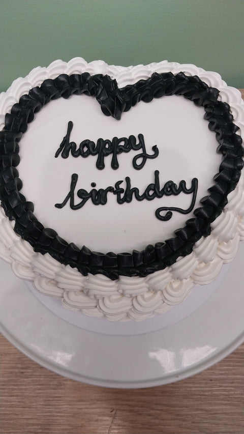 Black & White Heart Shaped Cake