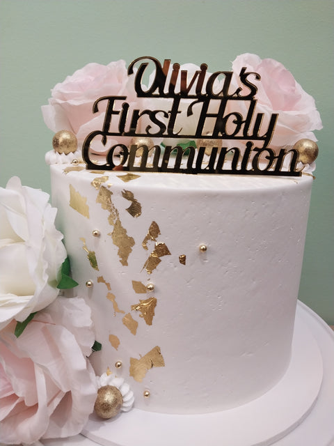 Communion Tall Floral Cake
