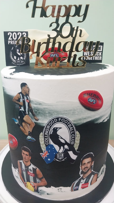Tall Collingwood Magpies AFL Cake