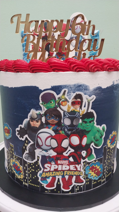 Tall Spidey and His Amazing Friends Cake