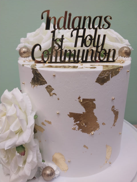 Communion Tall Floral Cake