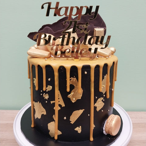 21st Birthday Cake Tall Drip With Chocolates