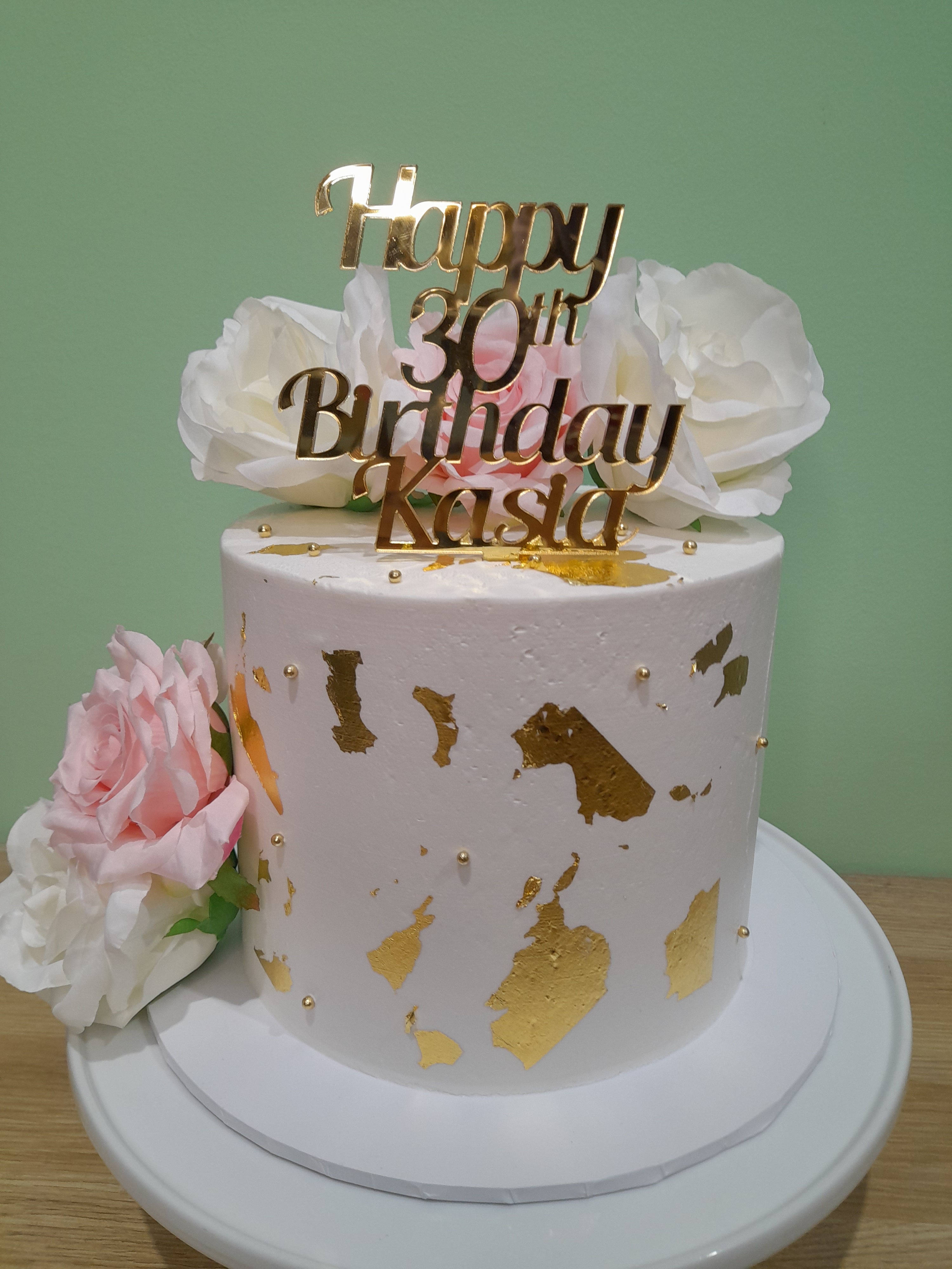 Pink & Gold Floral Hoop Cake