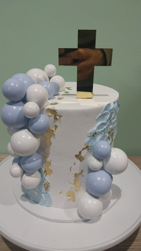 Tall Christening Balloon Cake