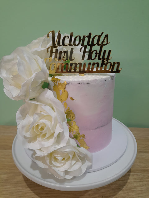 Communion Tall Floral Cake