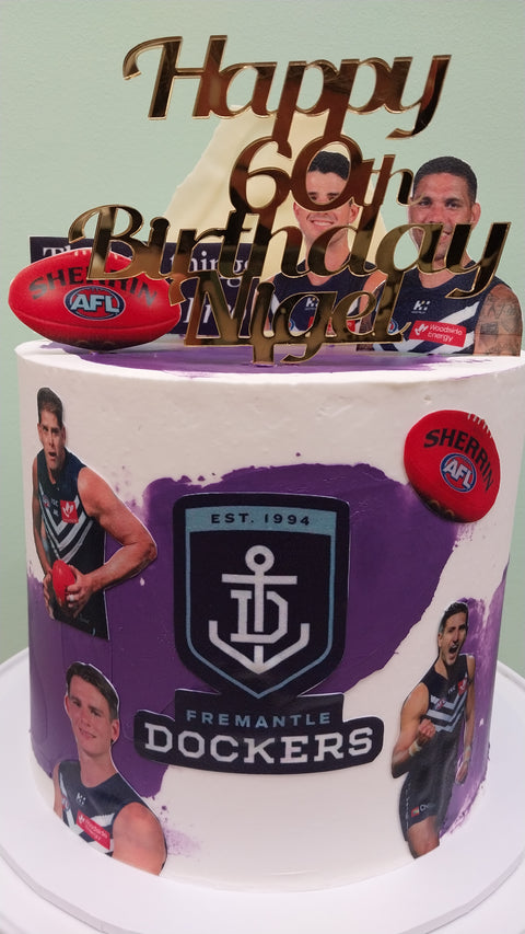 Tall Fremantle Dockers AFL Cake