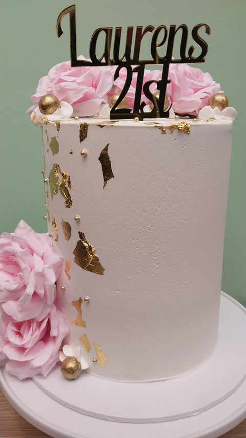 21st Birthday Cake Tall Floral