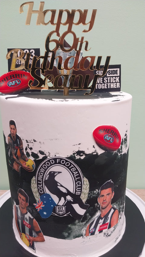 Tall Collingwood Magpies AFL Cake