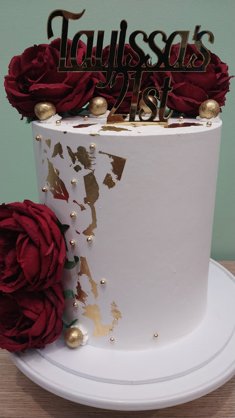 21st Birthday Cake Tall Floral